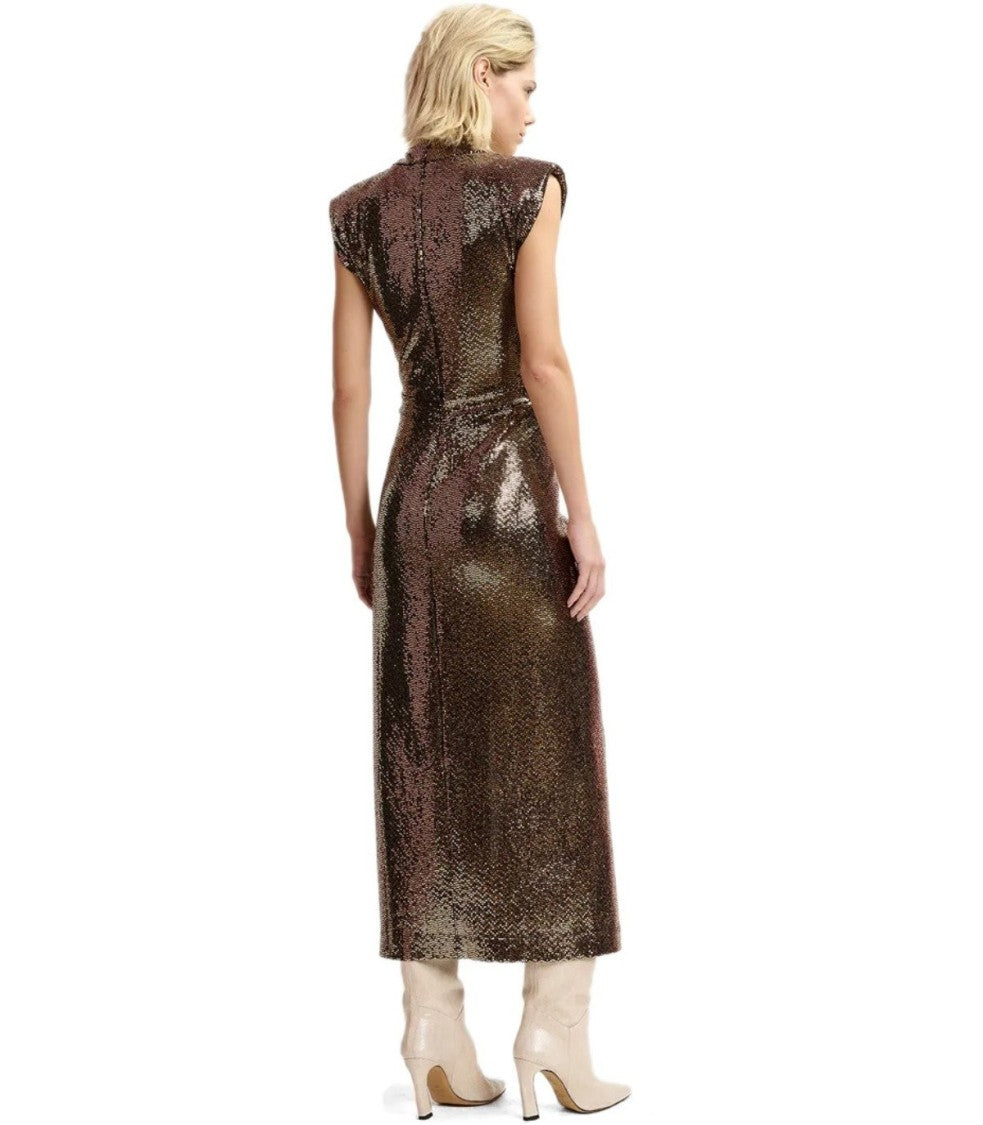 Essentiel Antwerp Gonnak Gold Midi Dress