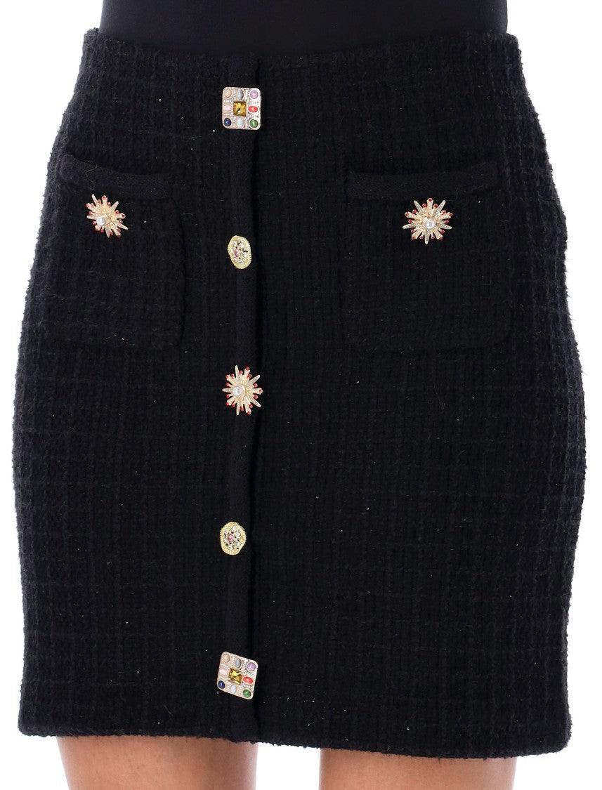 Self-Portrait Jewel Button Knit Mini Skirt