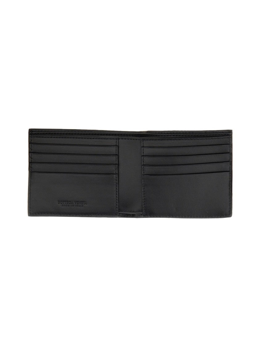 Bottega Veneta Compact Bi-Fold Wallet With Woven Leather Design