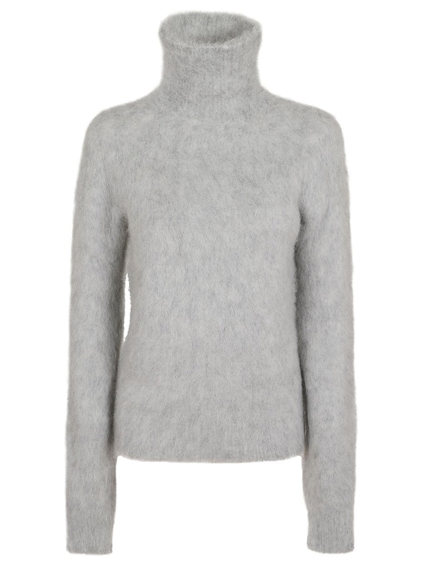 Max Mara Mock Neck Sweater In Alpaca Blend Yarn
