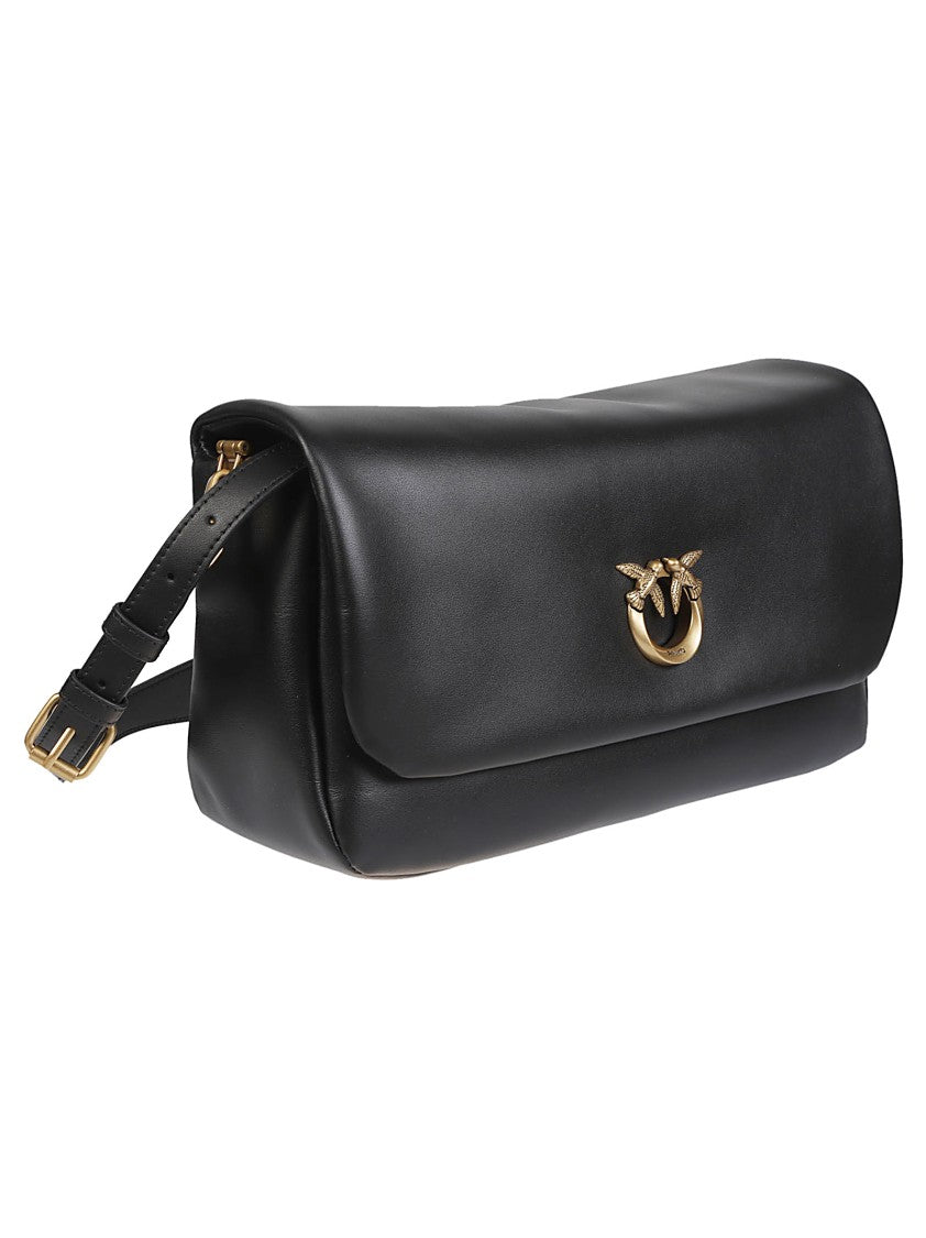 Pinko Click Soft Baguette Black Leather Shoulder Bag