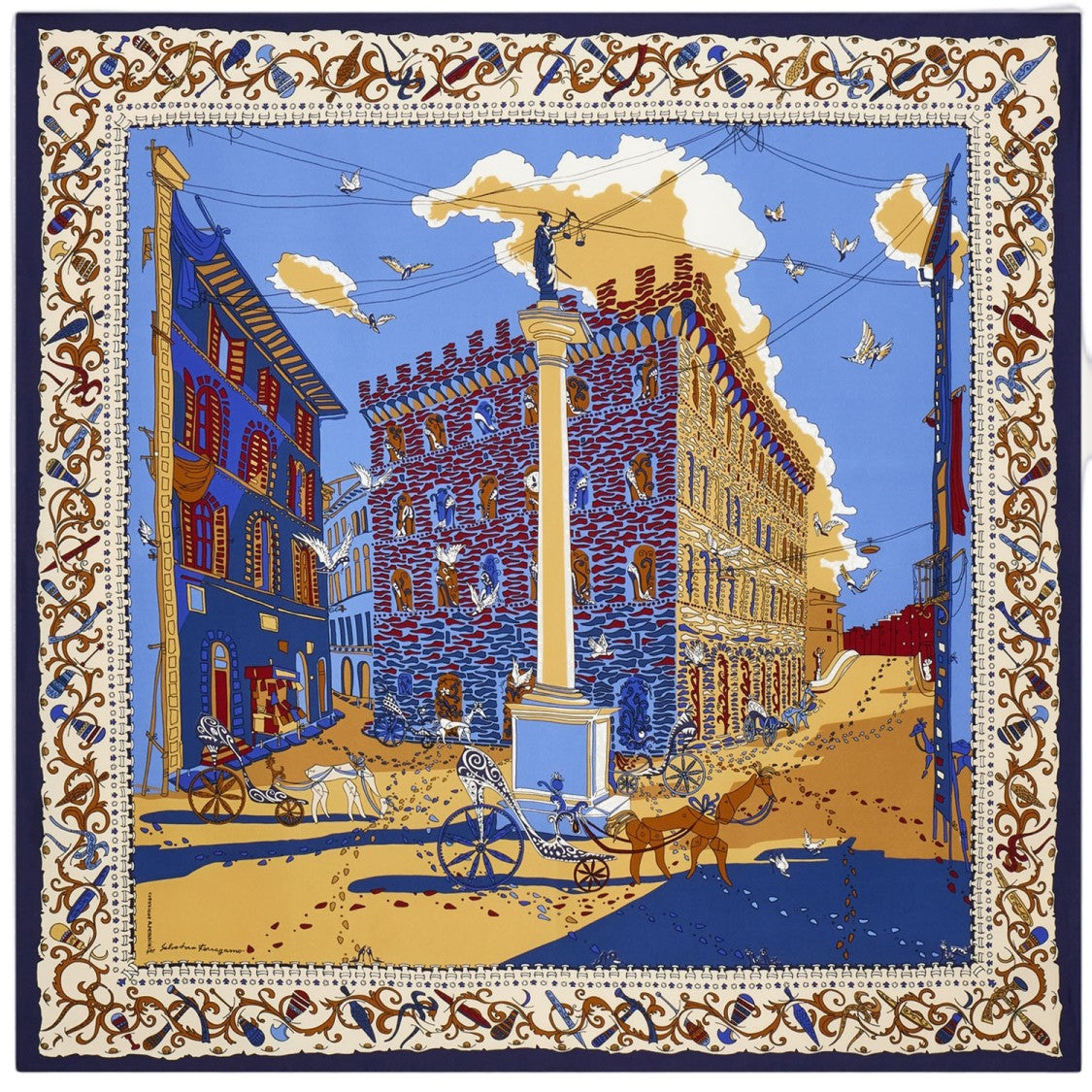 Salvatore Ferragamo Printed Silk Scarf