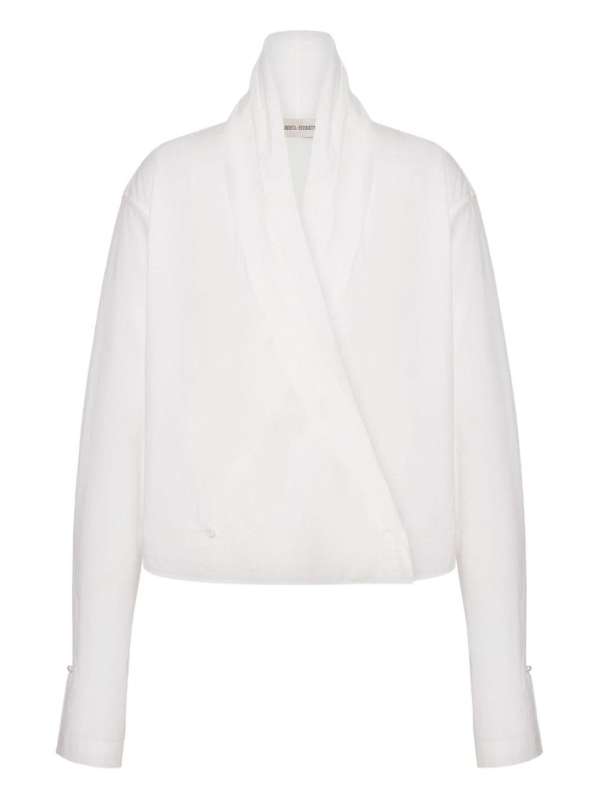 Alberta Ferretti White Cotton Blouse With V-Neckline