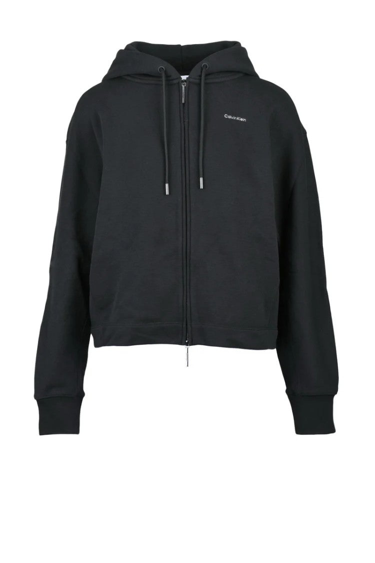 Calvin Klein Black Cropped Hooded Sweatshirt
