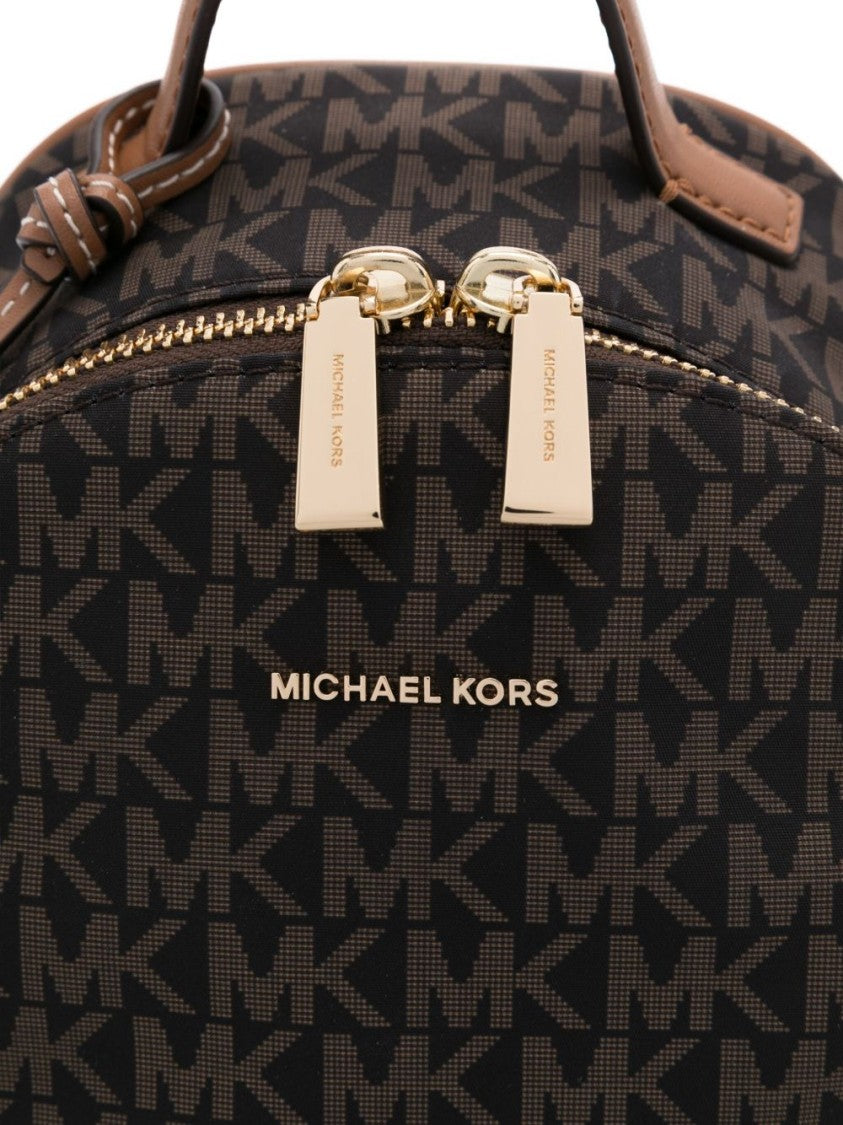 Michael Kors Compact Monogram Bucket Bag With Leather Trim
