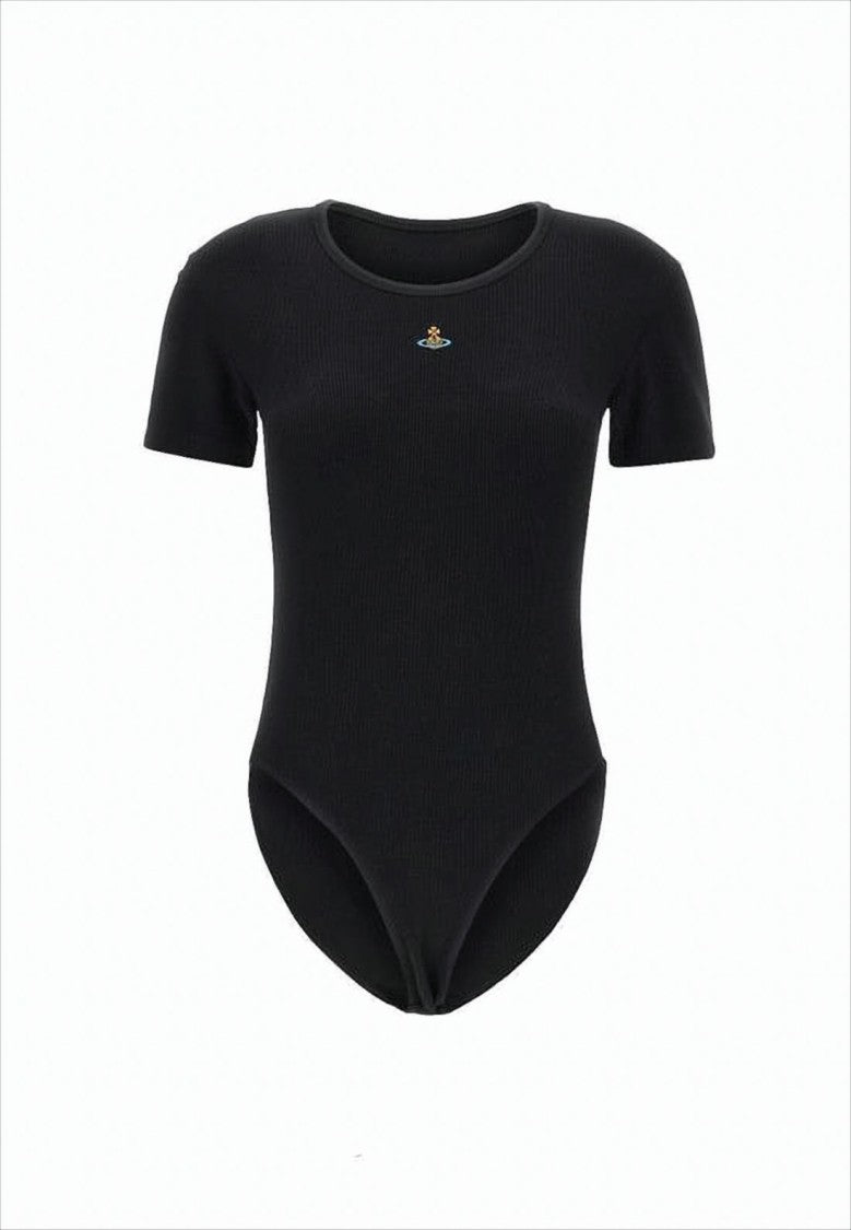 Vivienne Westwood Fitted Ribbed Bodysuit With Minimalist Design And Emblem