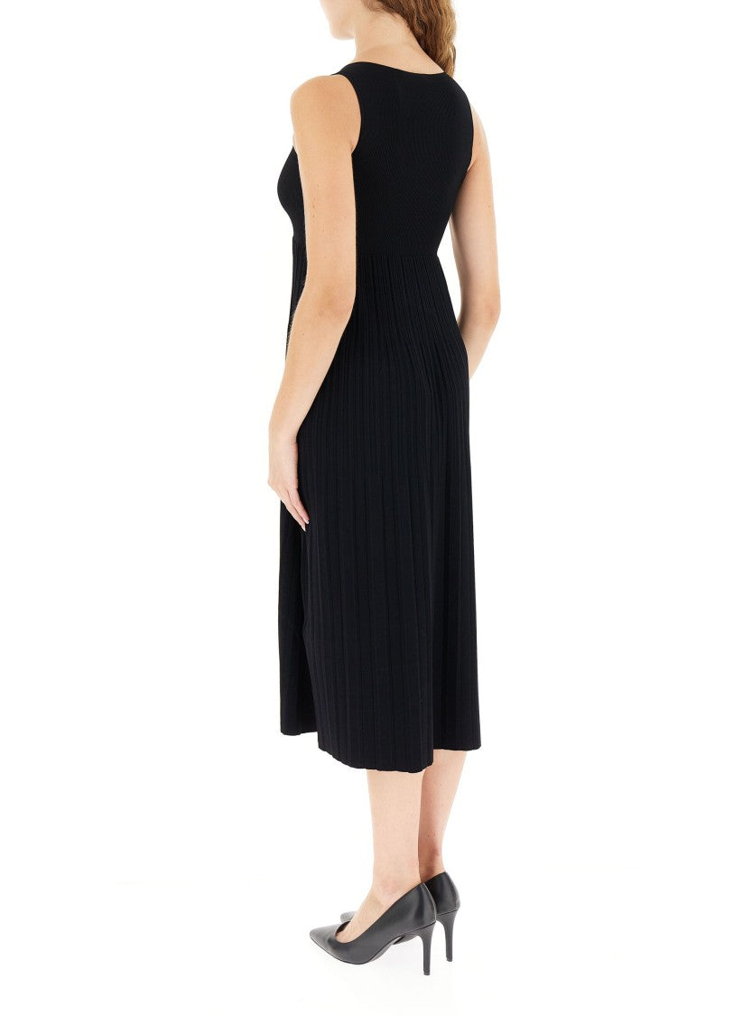 Max Mara Pleated Midi Dress With Fluid Silhouette