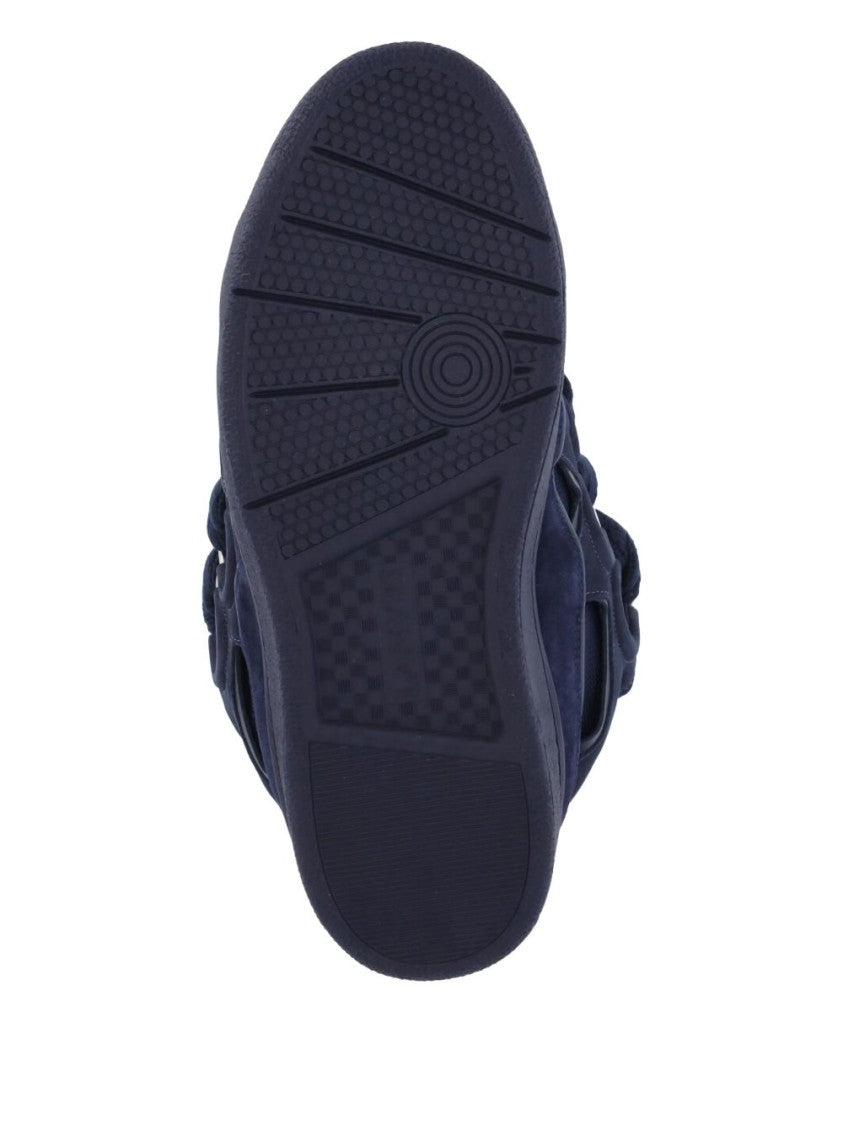 Lanvin Dark Blue Sculpted Sole Leather Sneakers