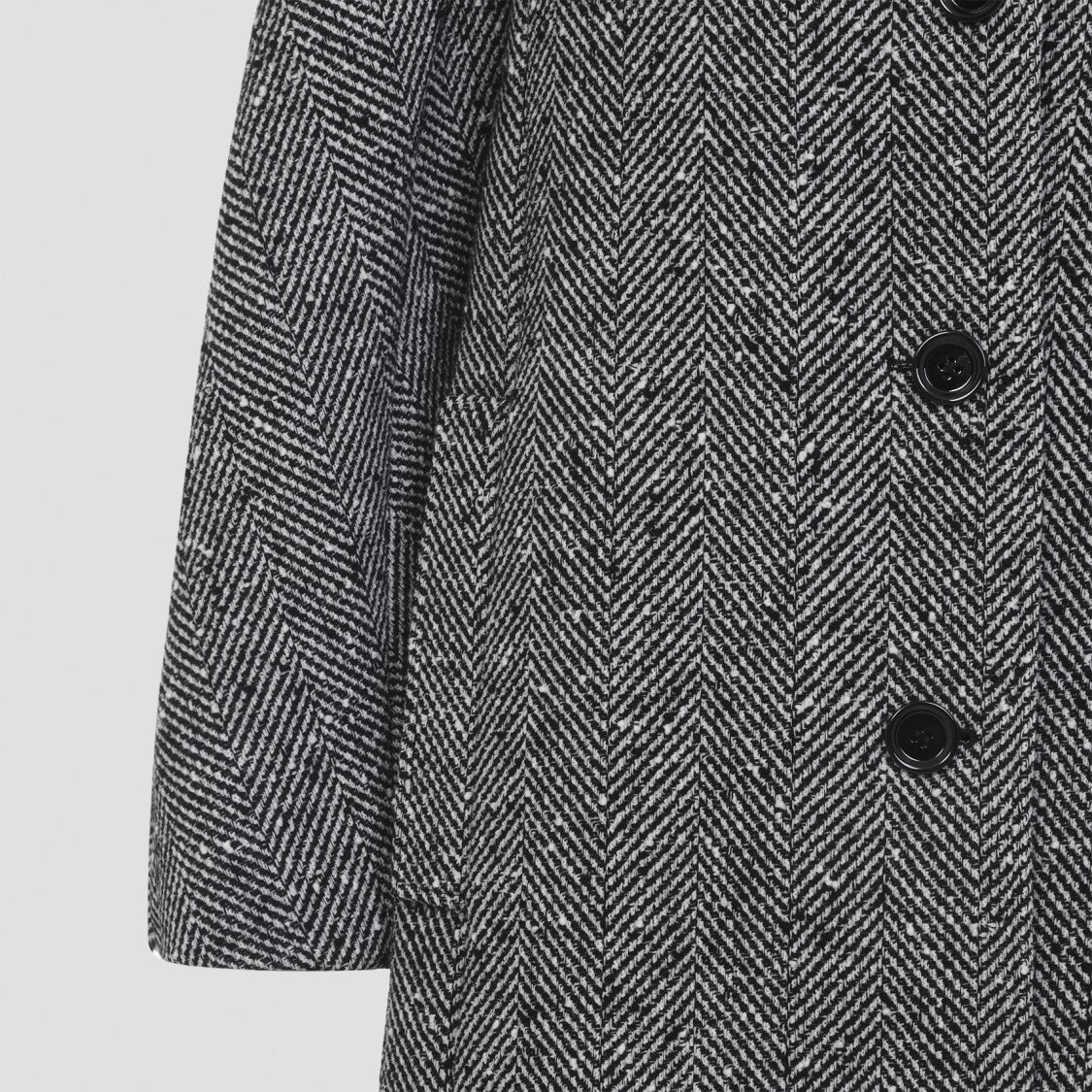Dolce & Gabbana Long Wool Coat With Herringbone Pattern And Leopard Lining