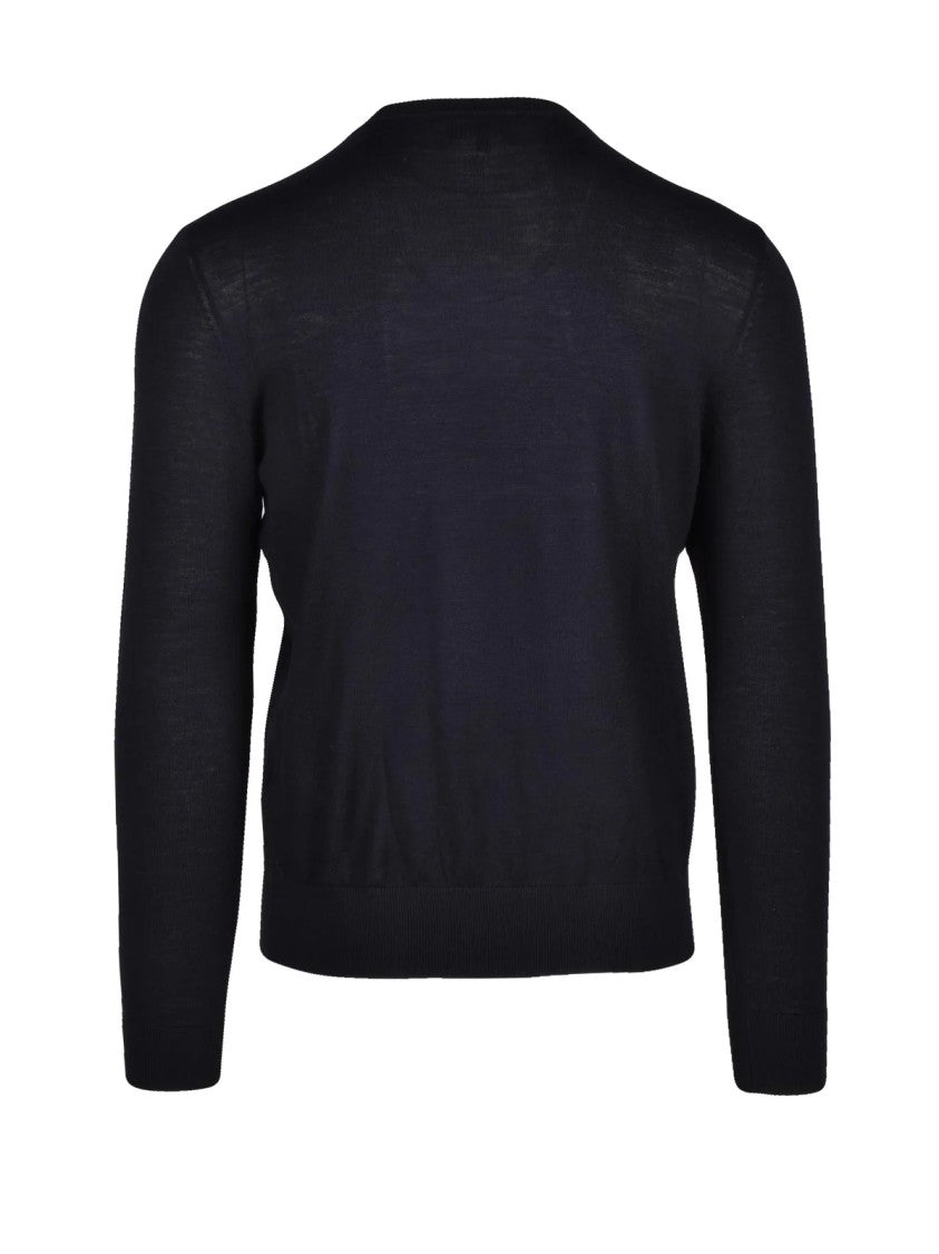 Emporio Armani Classic Crewneck Sweater In Virgin Wool With Subtle V-Stitch Detail