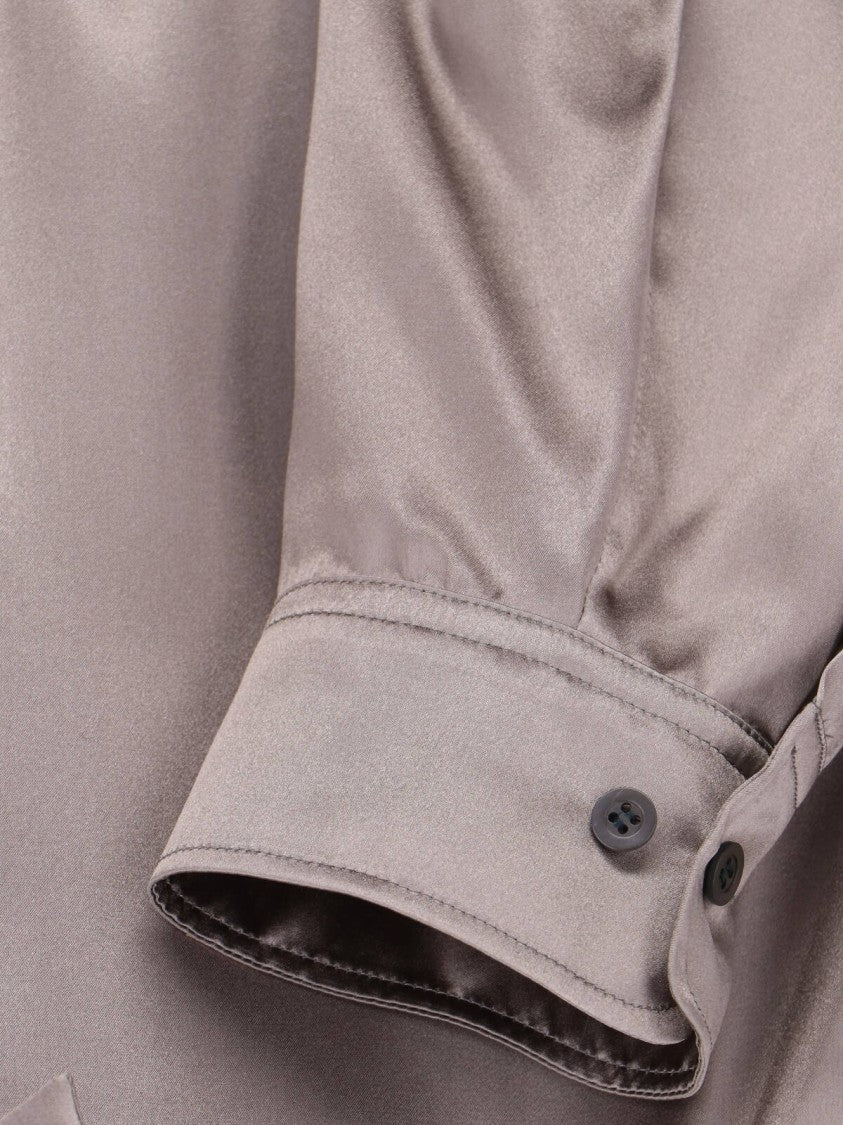 Dries Van Noten Taupe Loose-Fitting Classic Collar Shirt