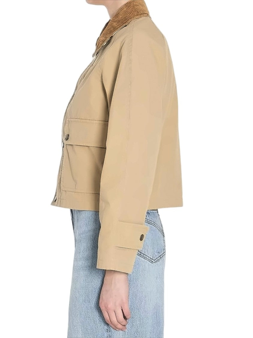 Burberry Boxy Cropped Jacket With Corduroy Collar
