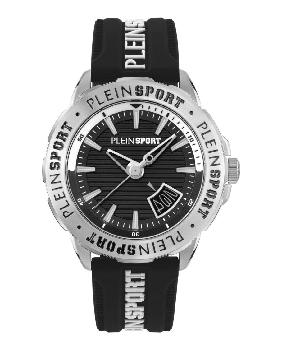 Plein Sport Sporty Black Silicone Watch With Enamel Dial