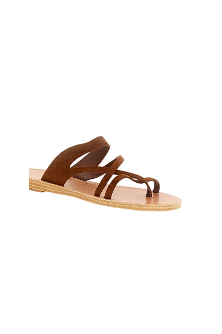 Ancient Greek Sandals Brown Daria Suede Flat Sandals