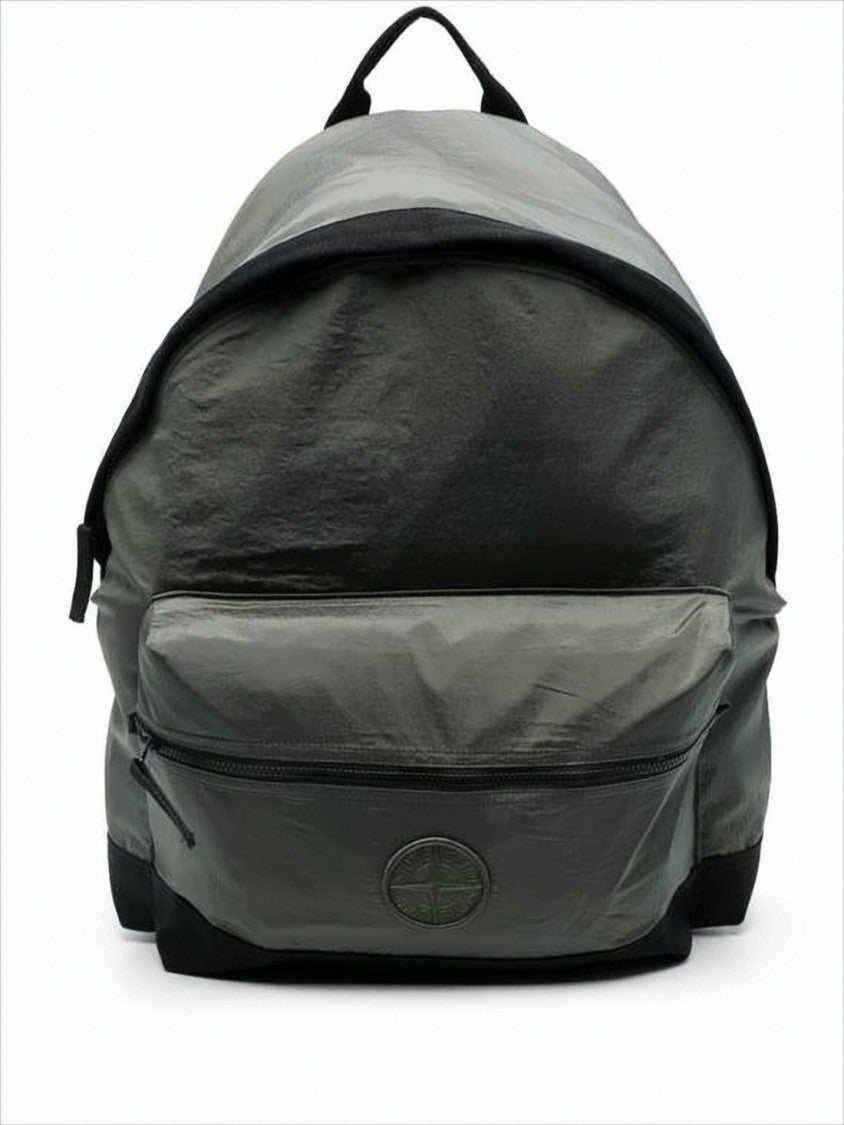 Stone Island Sleek Rounded Nylon Backpack With Adjustable Straps