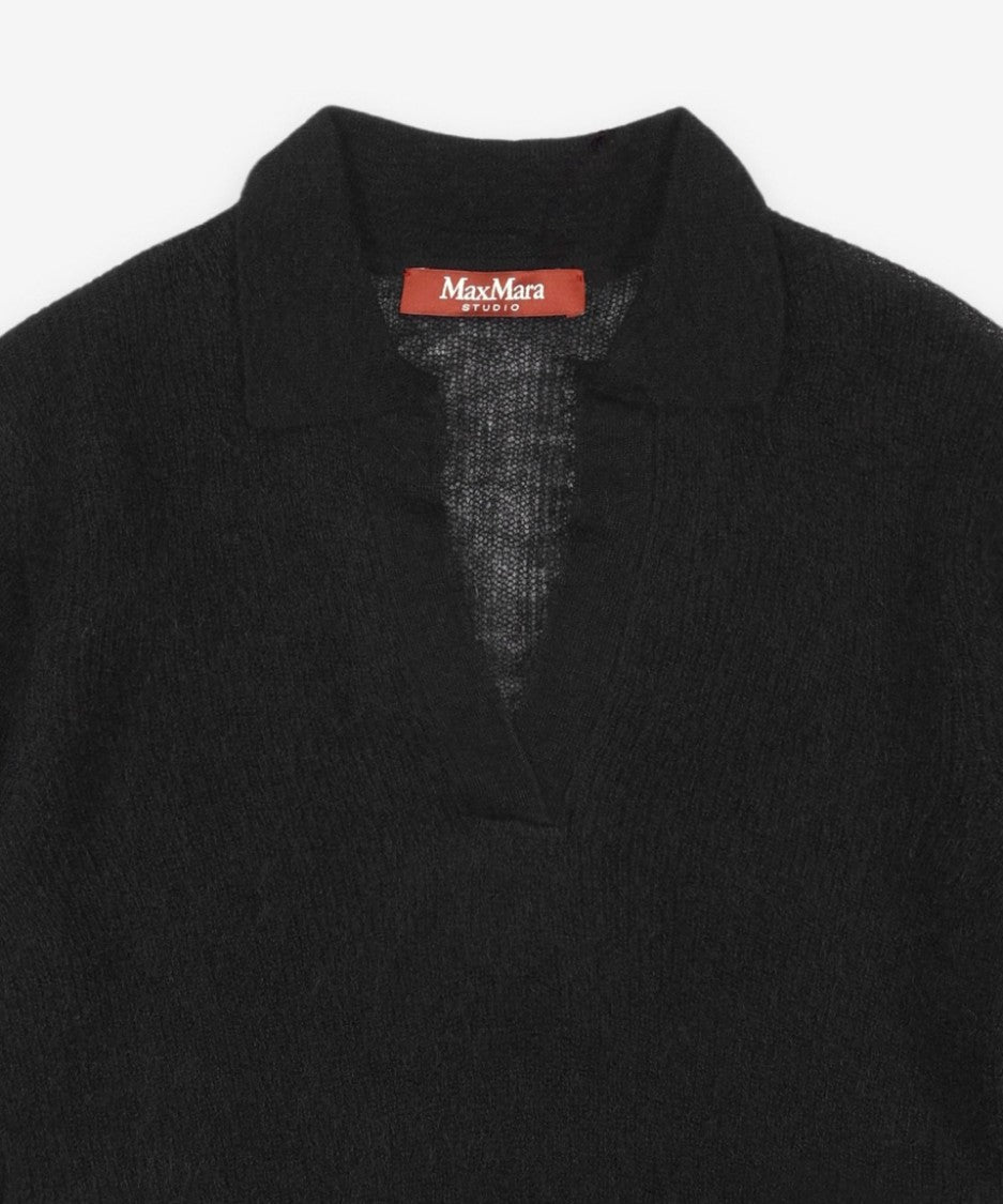 Max Mara Short-Sleeved Sweater With Deep V-Neckline