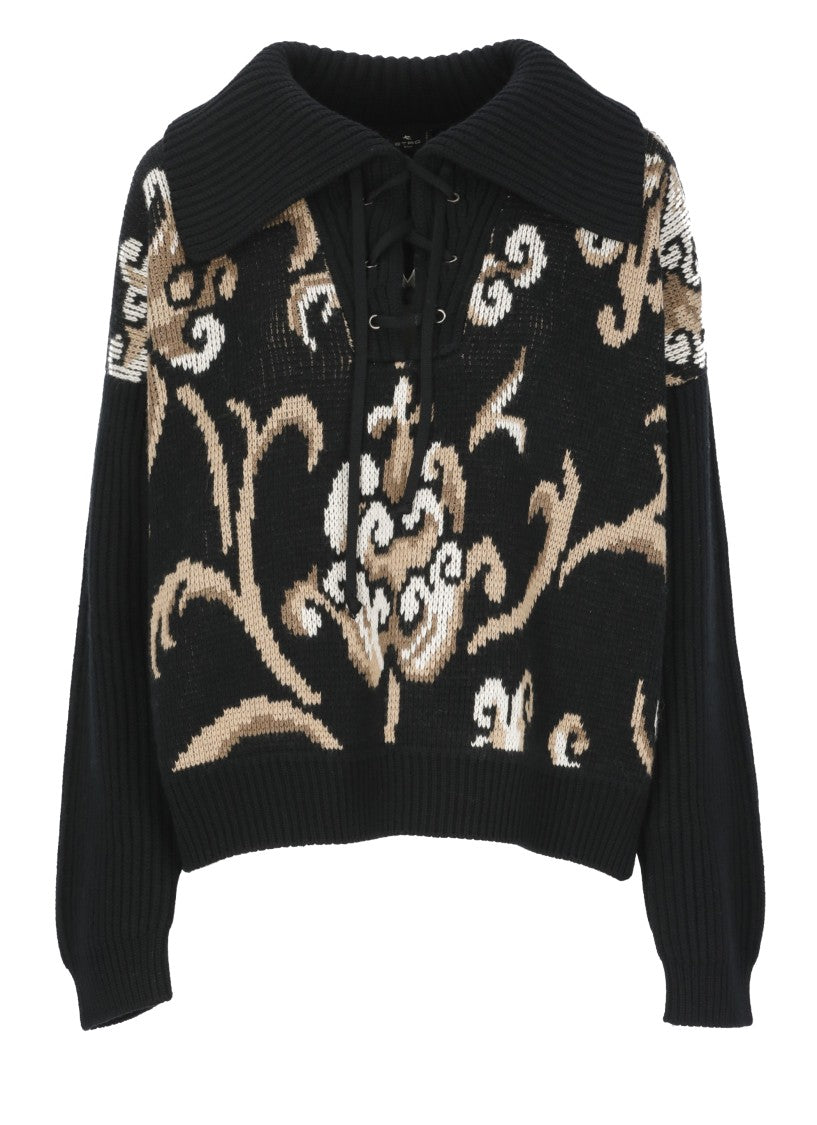 Etro High Neck Wool Sweater With Ornamental Pattern