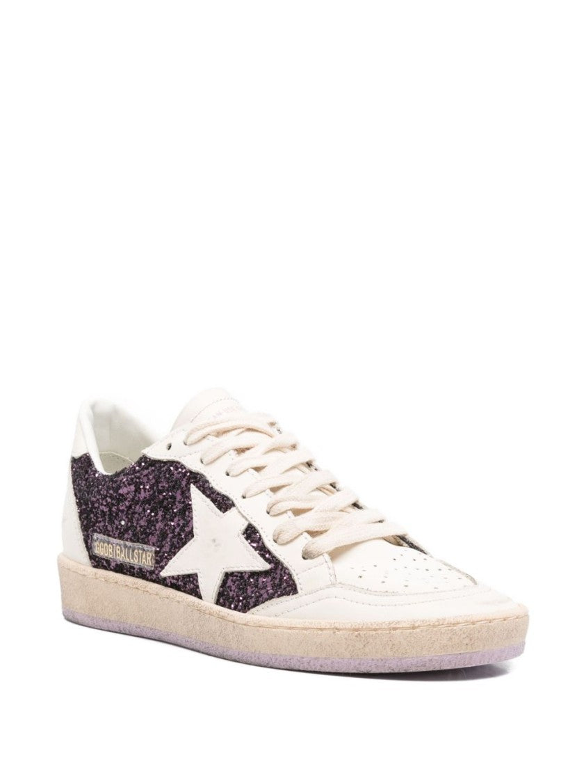 Golden Goose Beige Glitter Detail Leather Sneakers