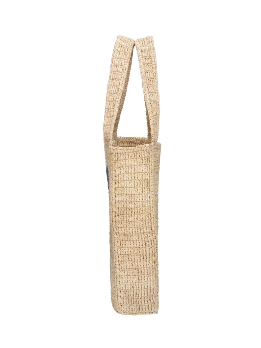 A.P.C. Rectangular Raffia Tote Bag With Contrasting Logo