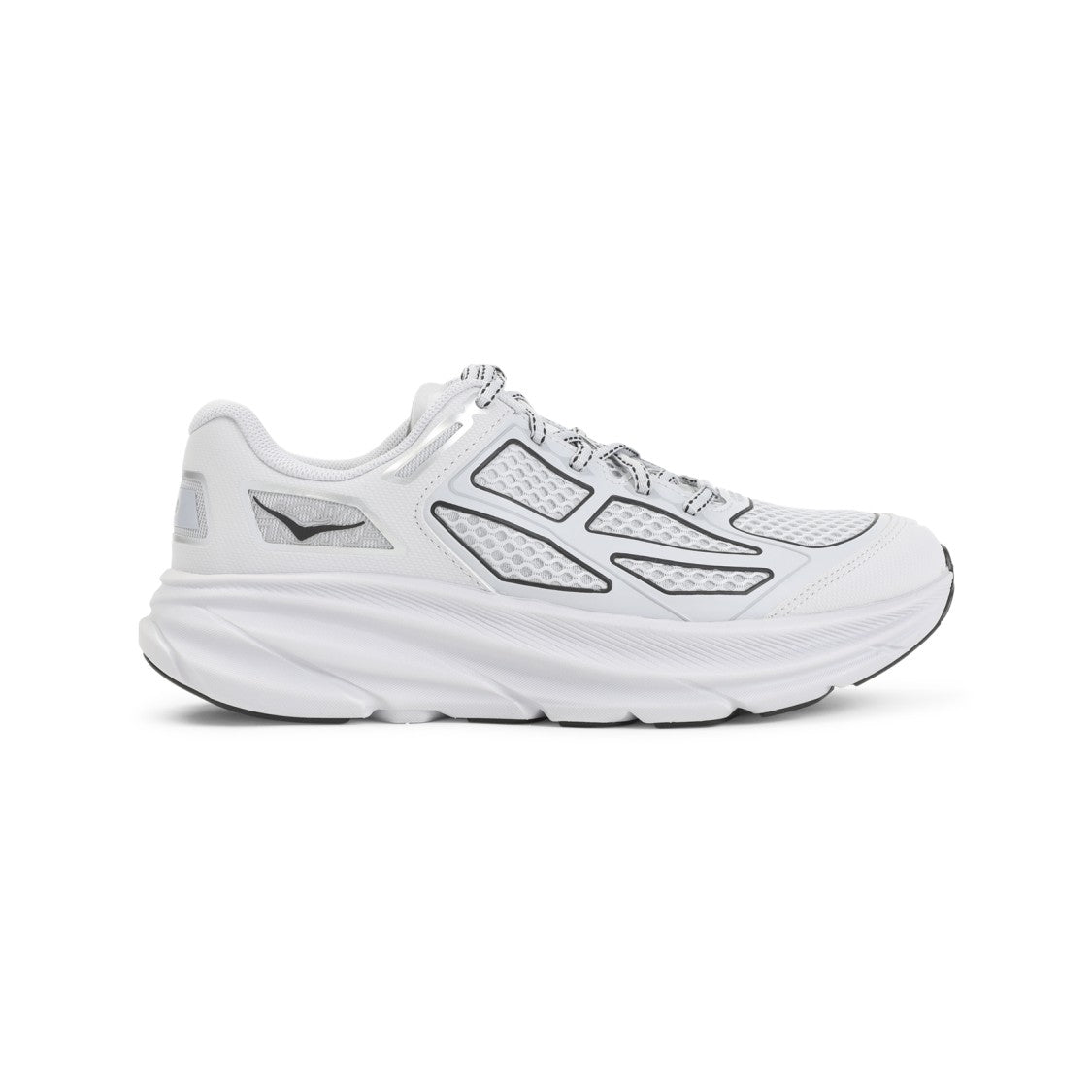 Hoka Sporty White Textile Sneakers With Reflective Accents