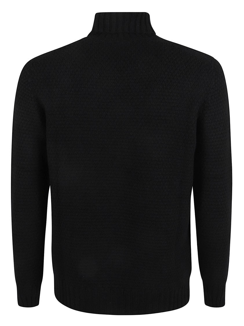 Drumohr Textured Knit Turtleneck Sweater With Classic Aran Pattern