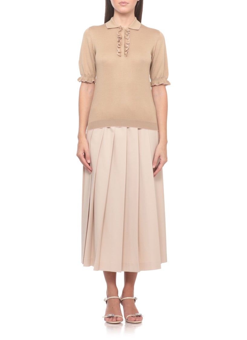 Fabiana Filippi V-Neck Silk-Cotton Short-Sleeved Top