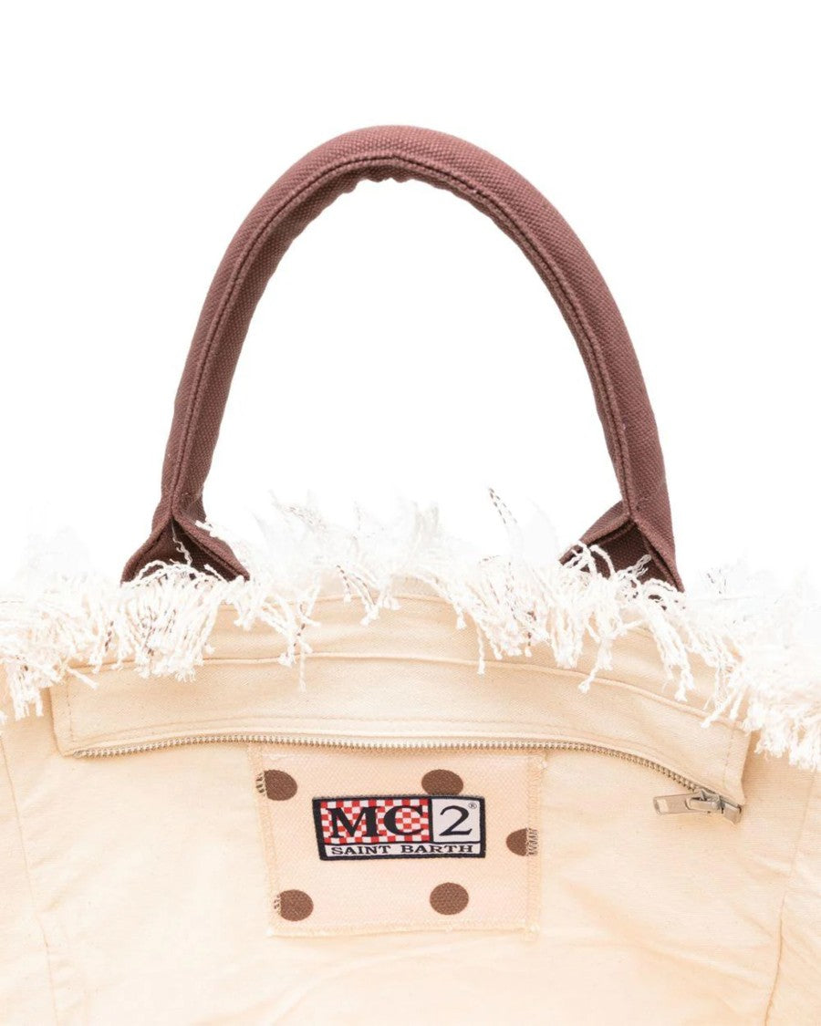 Mc2 Saint Barth Fringed Cotton Canvas Tote Bag