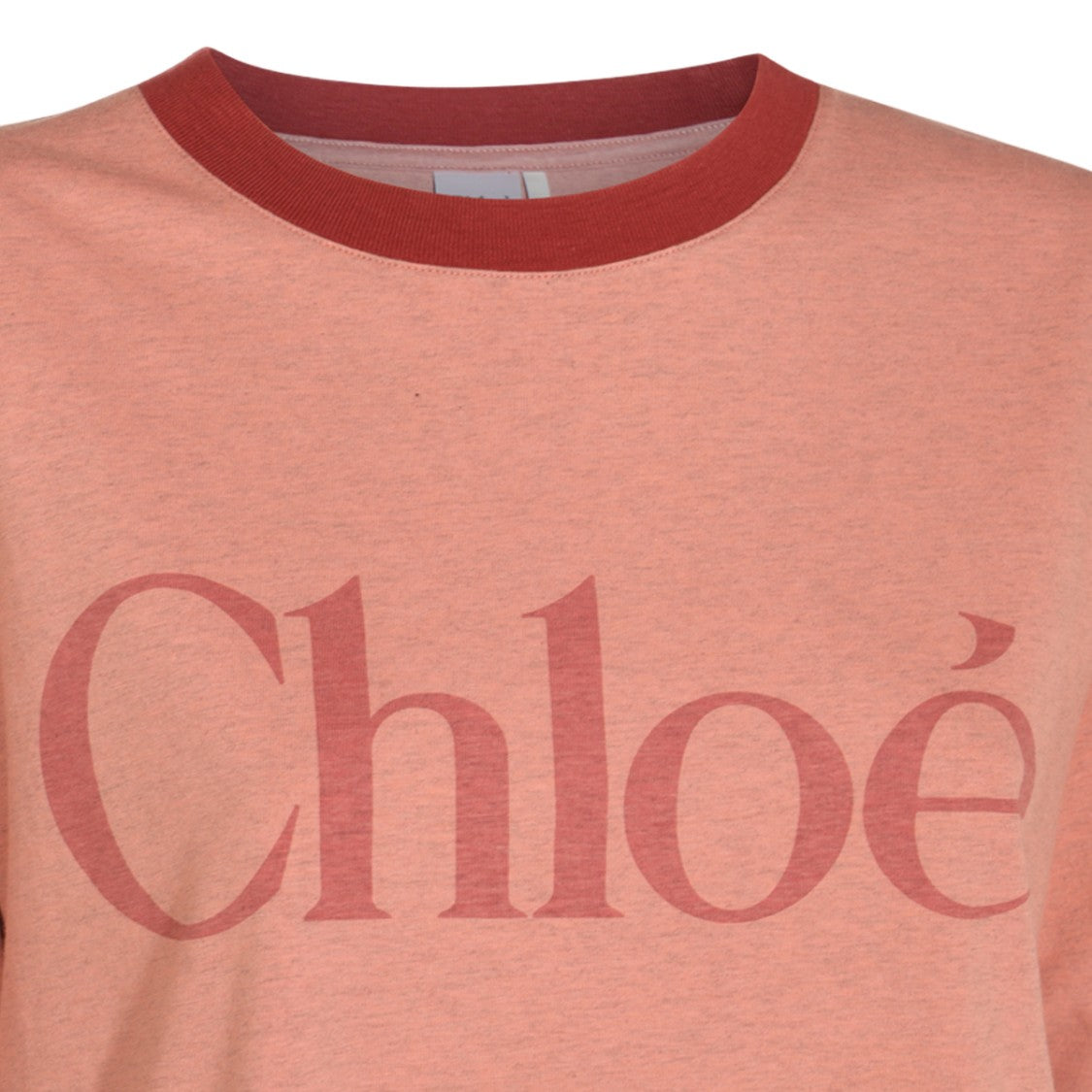 Chloé Relaxed-Fit Peach T-Shirt With Contrasting Ribbed Neckline