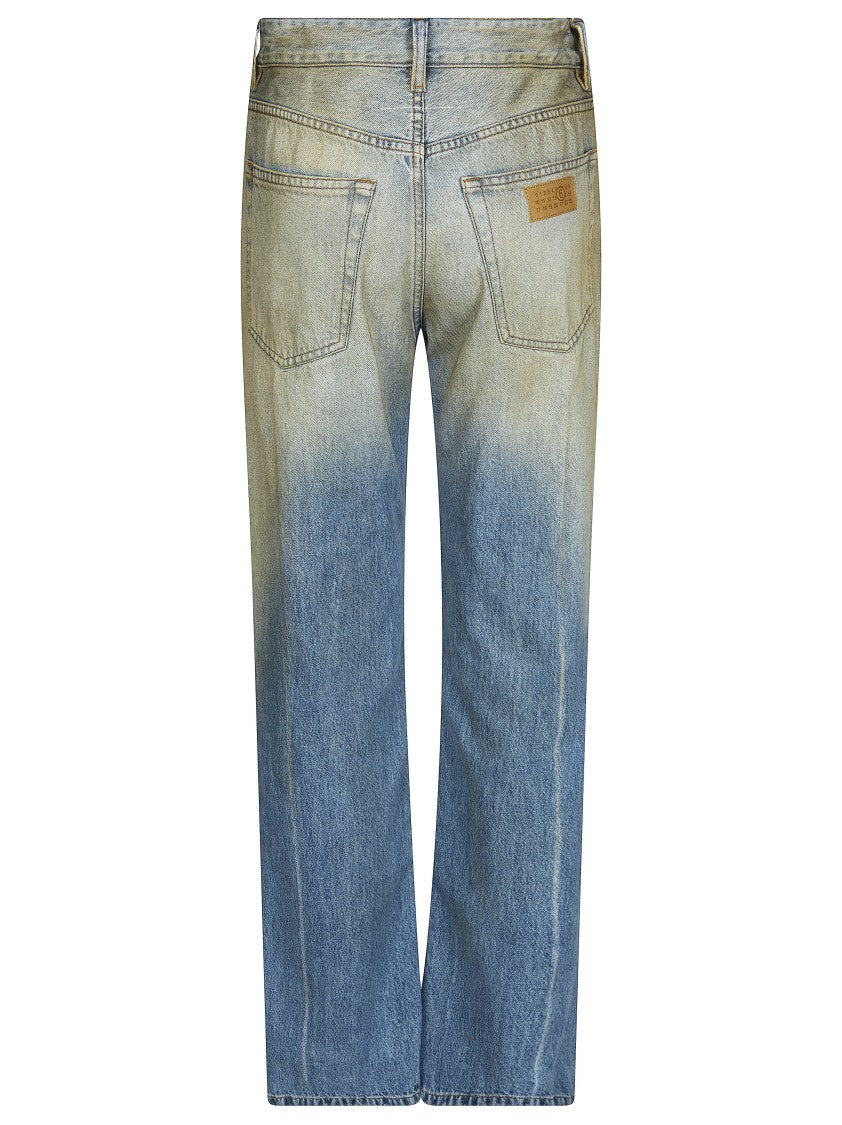 Mm6 By Maison Margiela Faded Vintage Wash Five Pocket Jeans