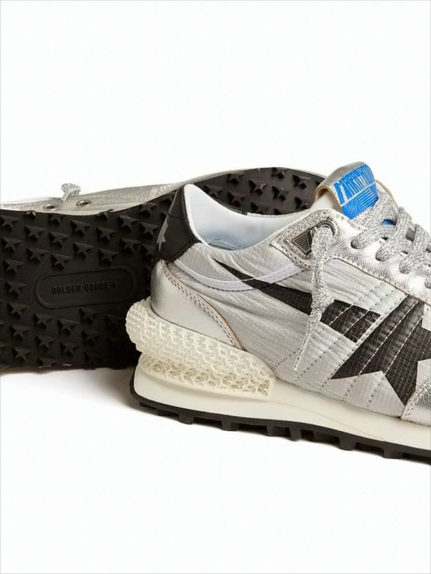 Golden Goose Metallic Silver Sneakers With Contrasting Detailing