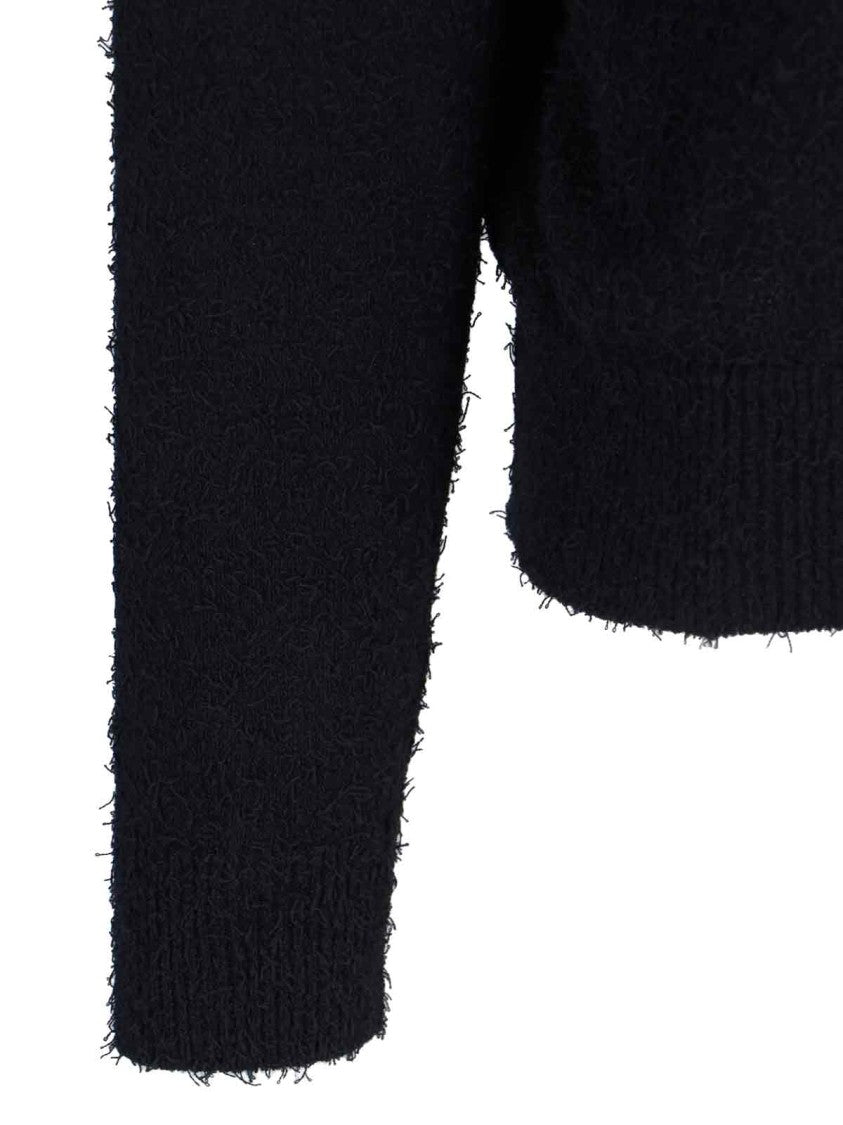 Mfpen V-Neck Fringed Sweater – Black