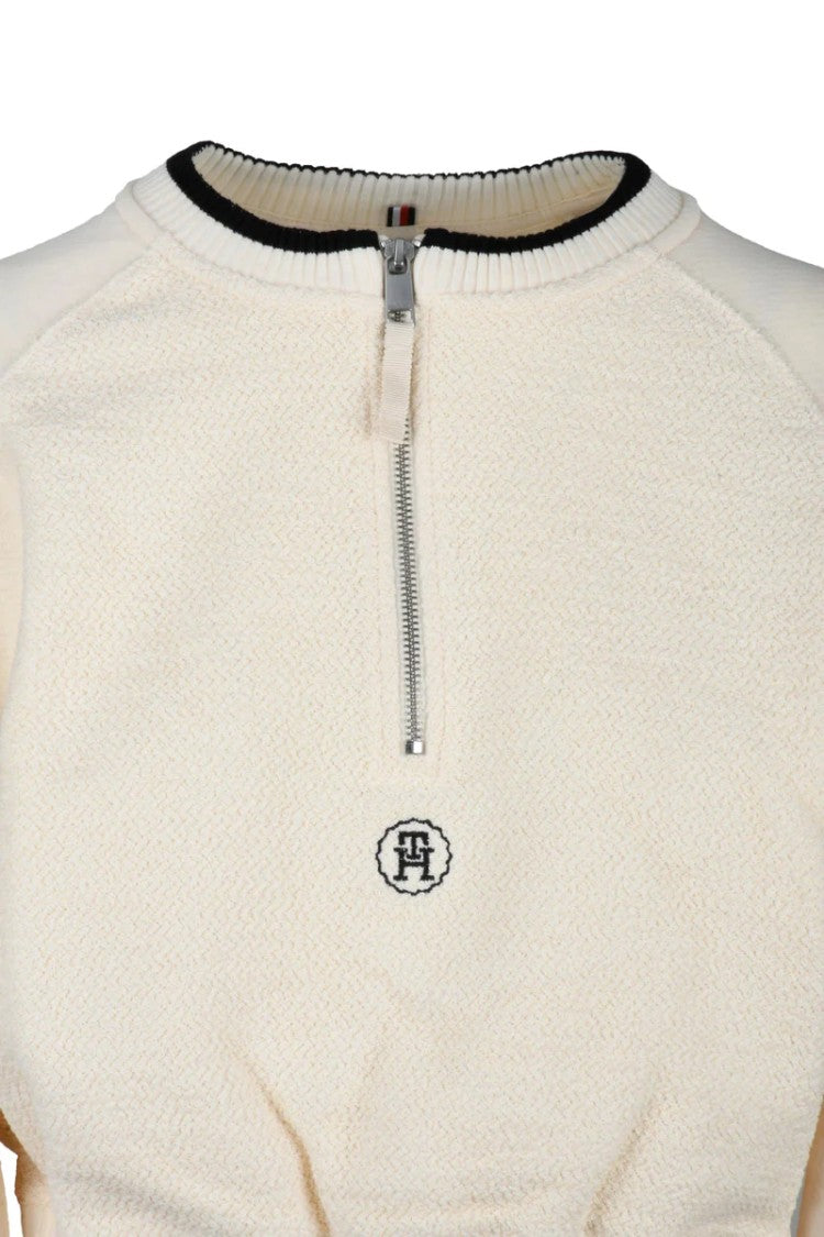 Tommy Hilfiger Cream Cotton Cropped Sweatshirt