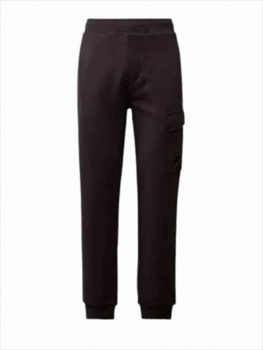 C.P. Company Tapered Black Jogger Pants With Cargo Pocket And Ribbed Cuffs