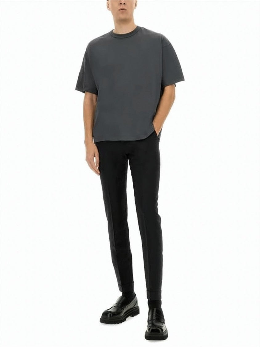 Pt Torino Tailored Black Straight Pants With Cuffed Hem