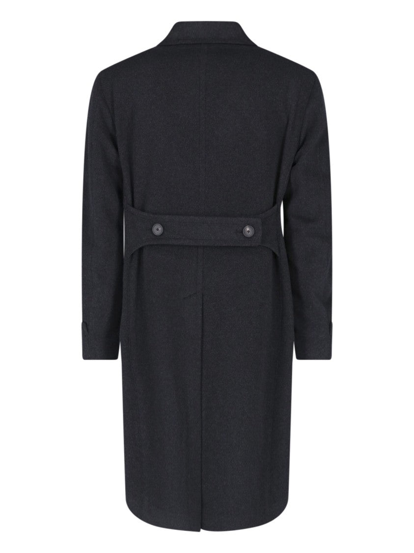 Tagliatore Dark Grey Rupert Double-Breasted Cashmere Coat