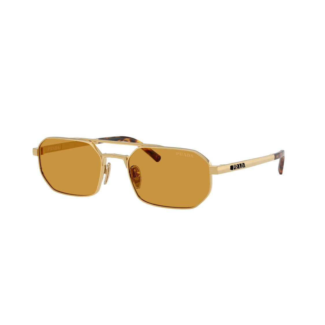 Prada Rectangular Gold Metal Sunglasses