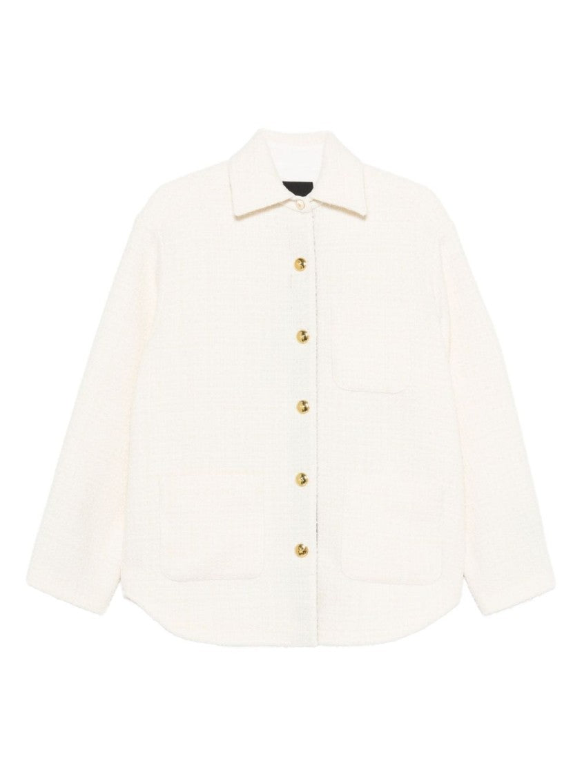 Pinko Textured White Jacket With Boxy Silhouette