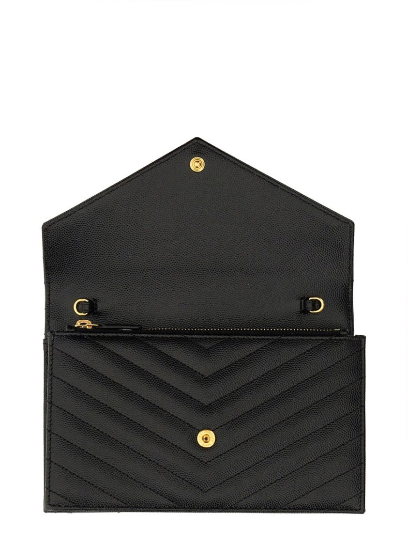 Saint Laurent "Envelope Cassandre" Wallet With Chain