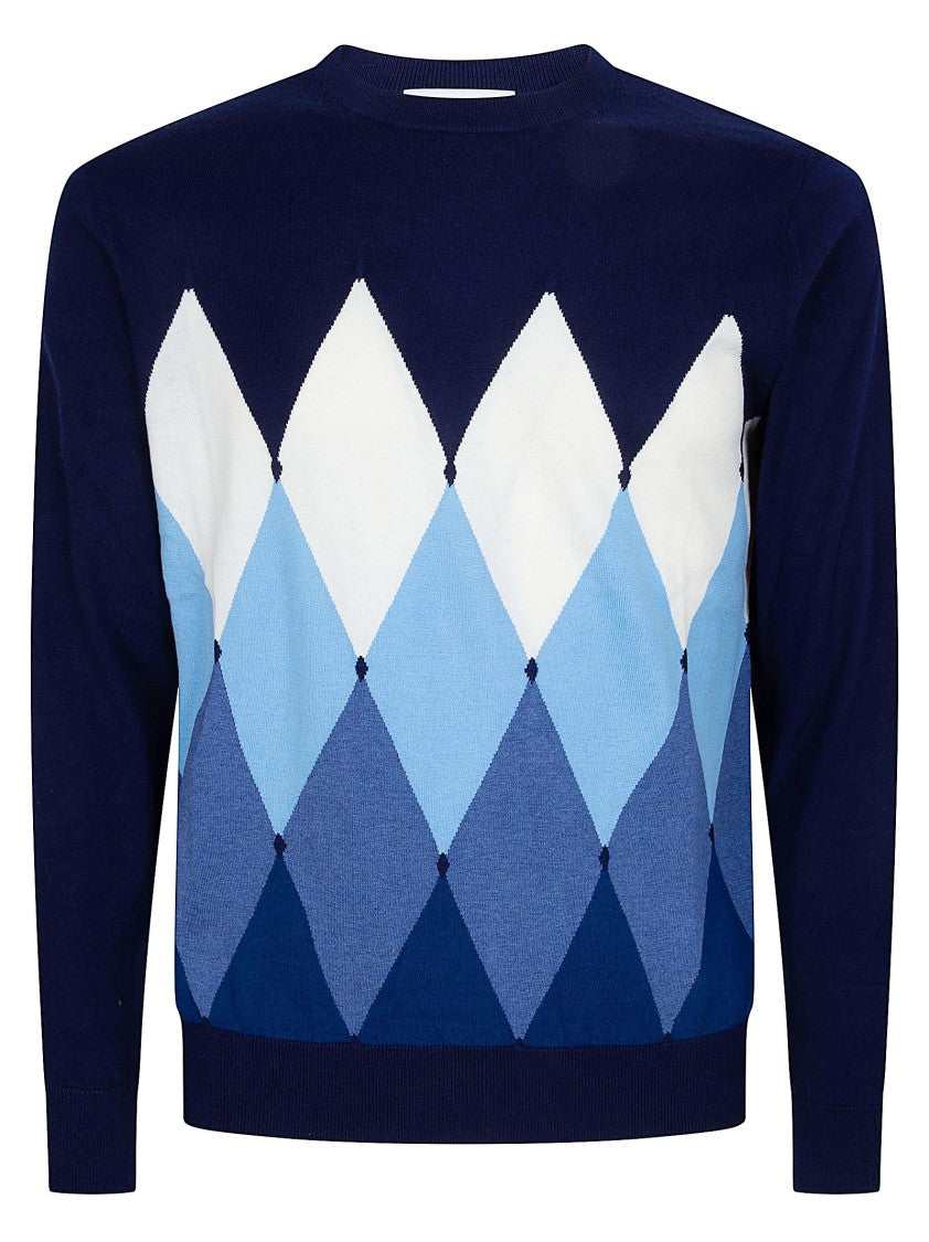 Ballantyne Argyle Patterned Crew Neck Sweater By Ballantyne
