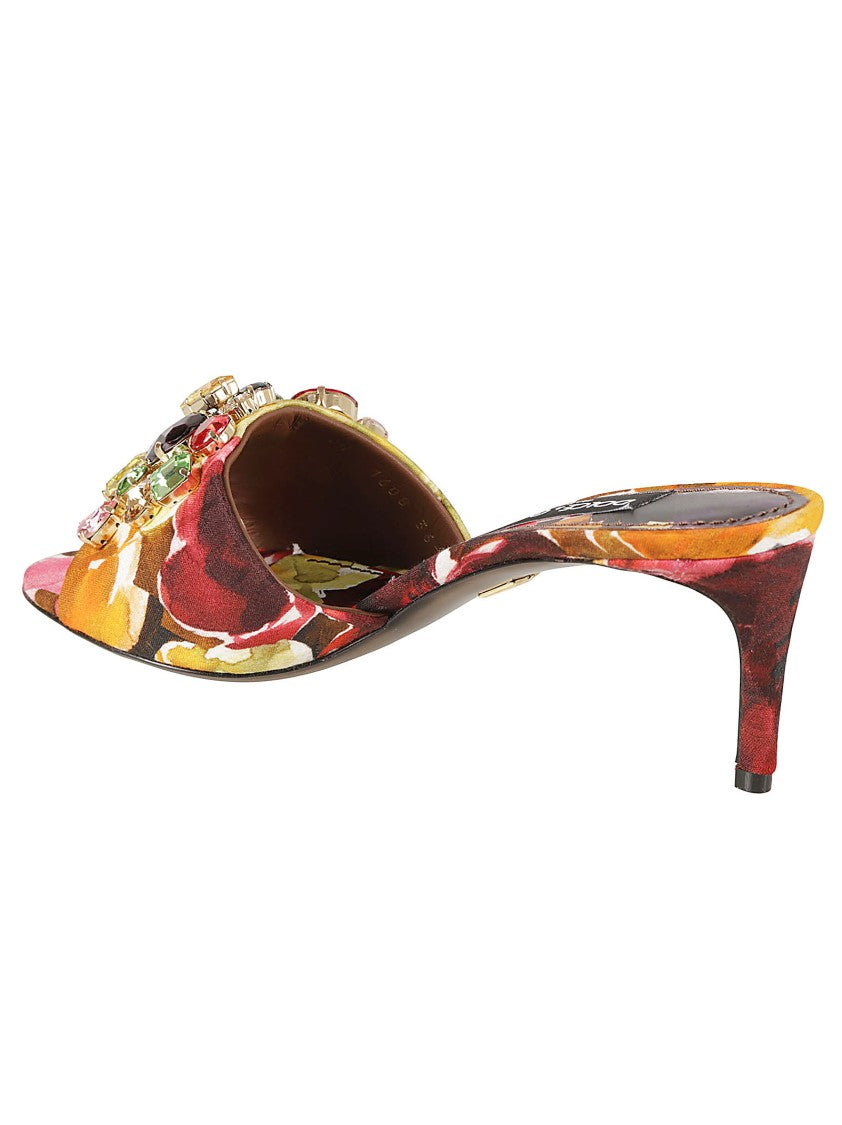 Dolce & Gabbana Open-Toe Heels With Floral Pattern