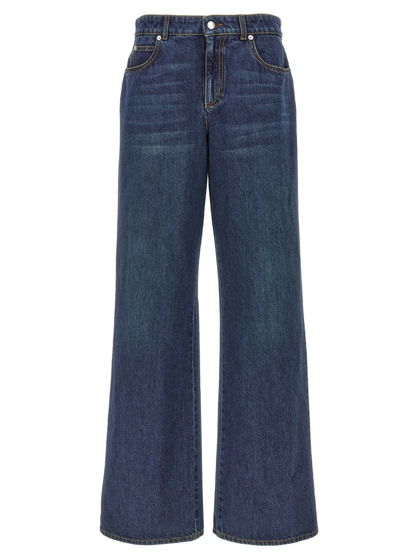 Mcqueen Indigo Wide-Leg Denim Jeans