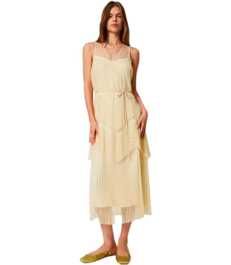 Twin-Set Vanilla Long Pleated Dress