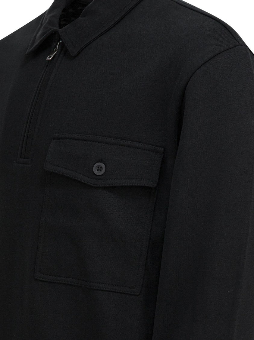 Vince Cotton Blend Zippered Polo Shirt