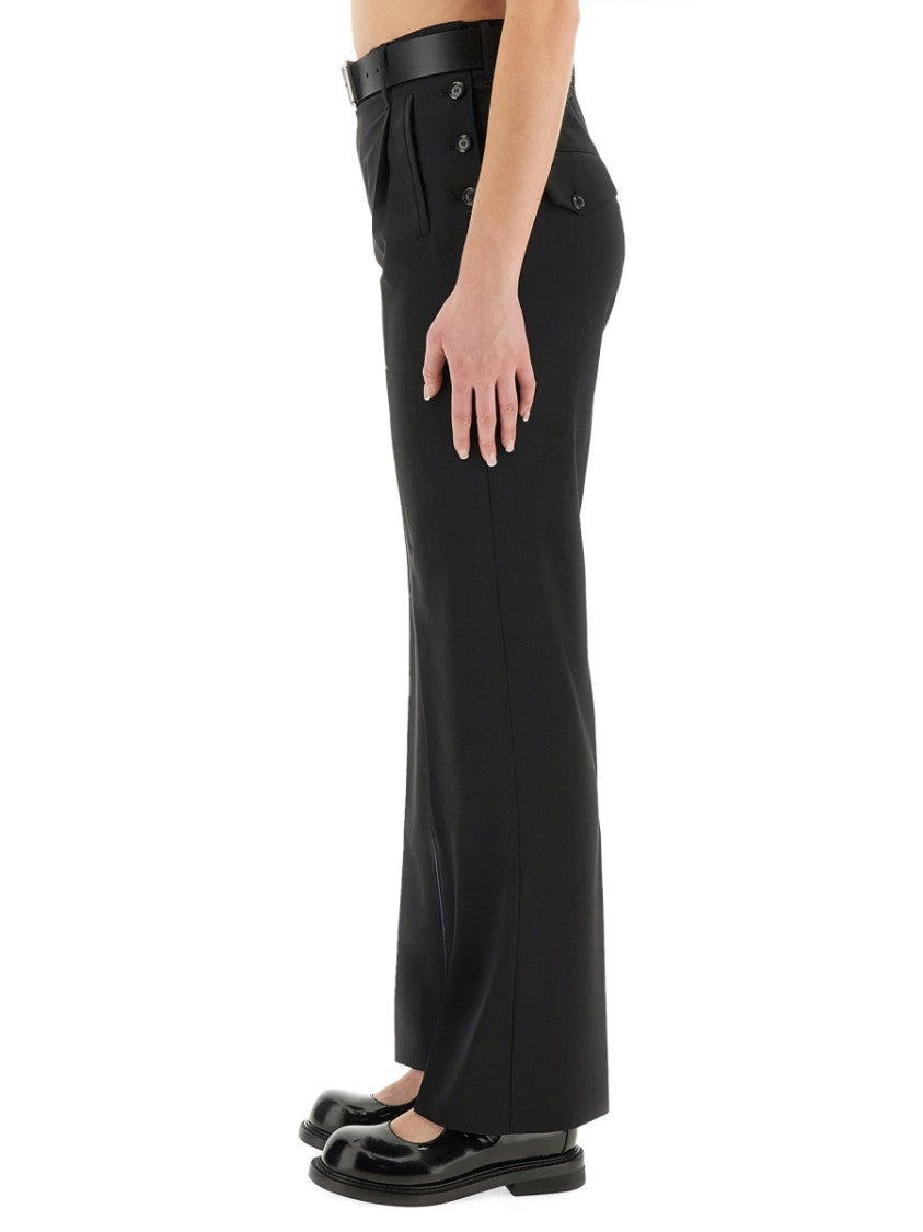 Moschino Tailored Black Virgin Wool Straight-Fit Pants