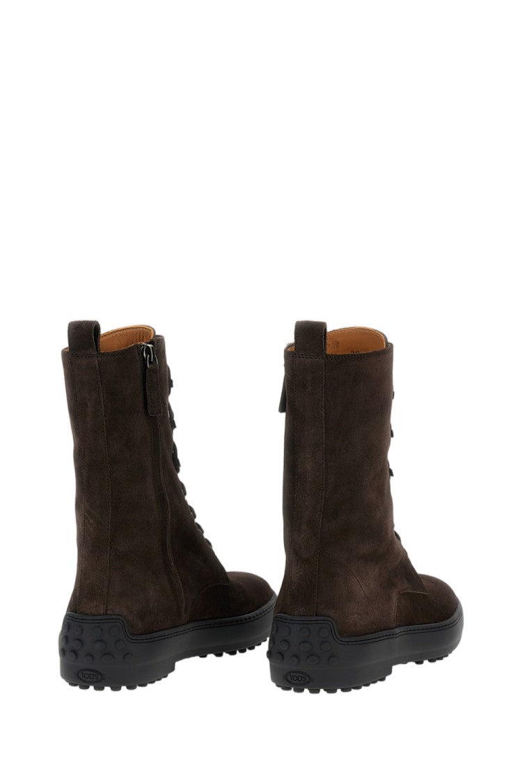 Tod's Brown Winter Gommino 84L Waterproof Suede Ankle Boots