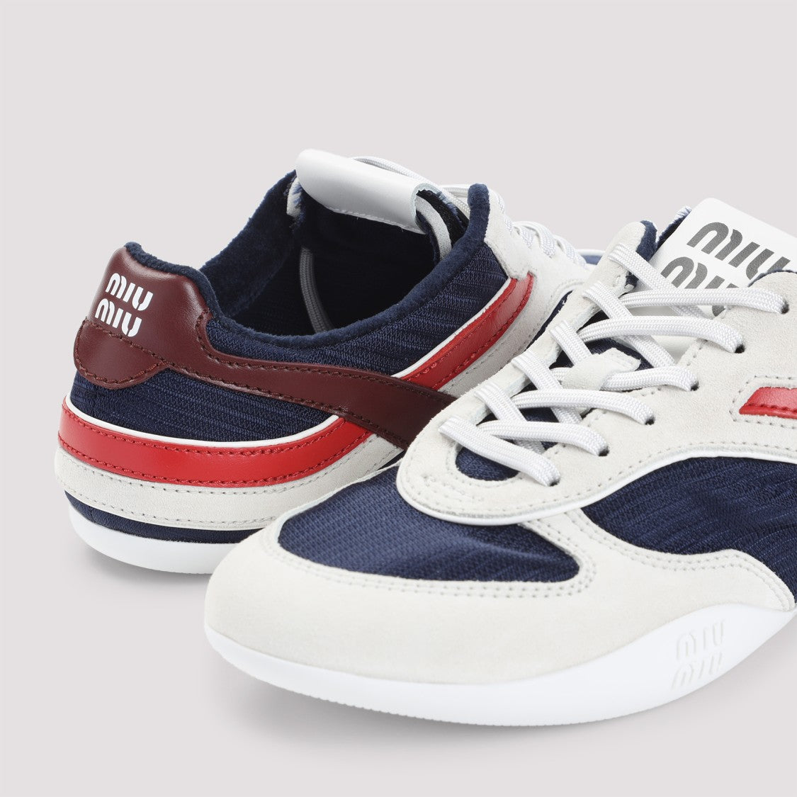 Miu Miu Gymnasium Blue Calf Leather Sneakers