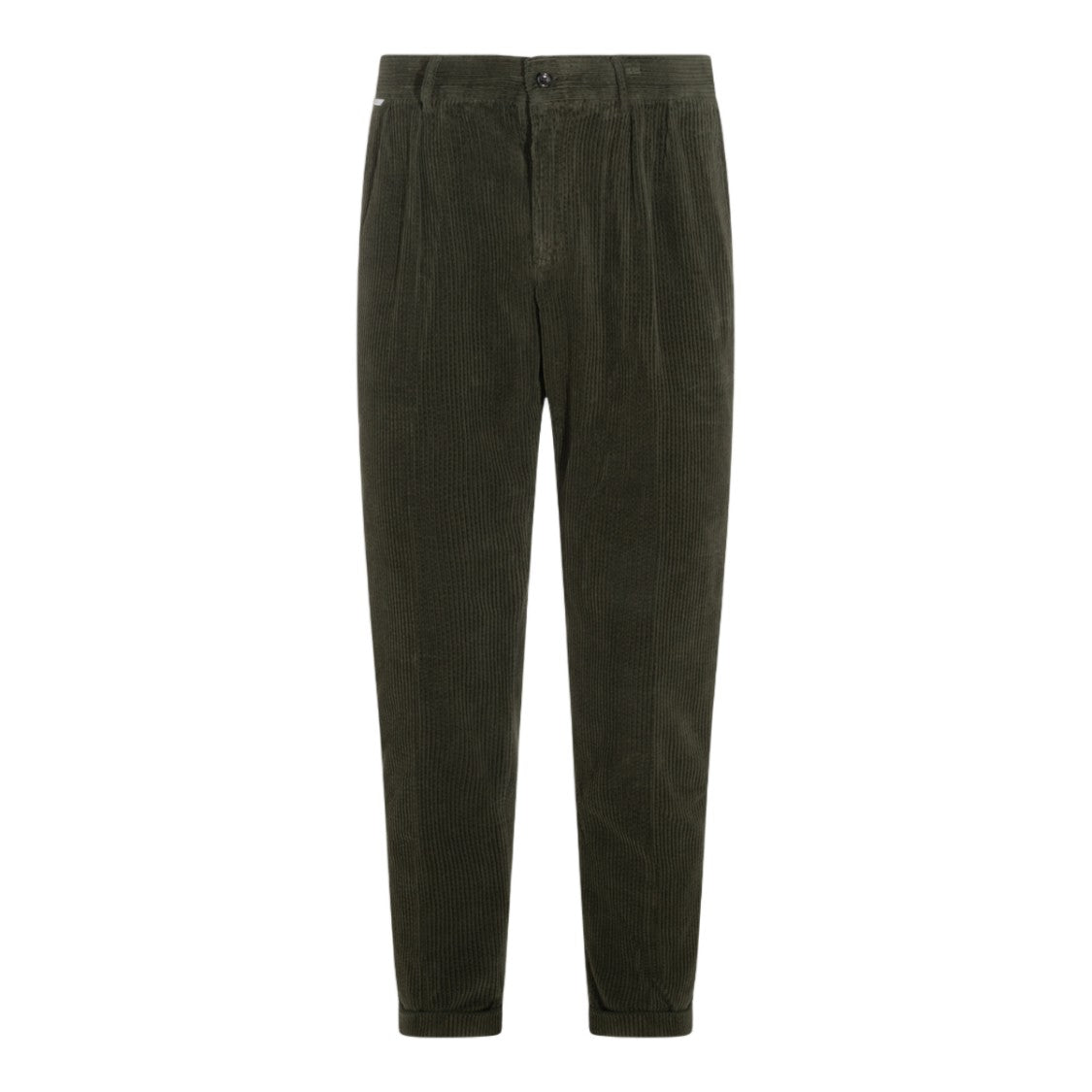 04651/A Trip In A Bag Relaxed Fit Green Corduroy Trousers With Tapered Leg