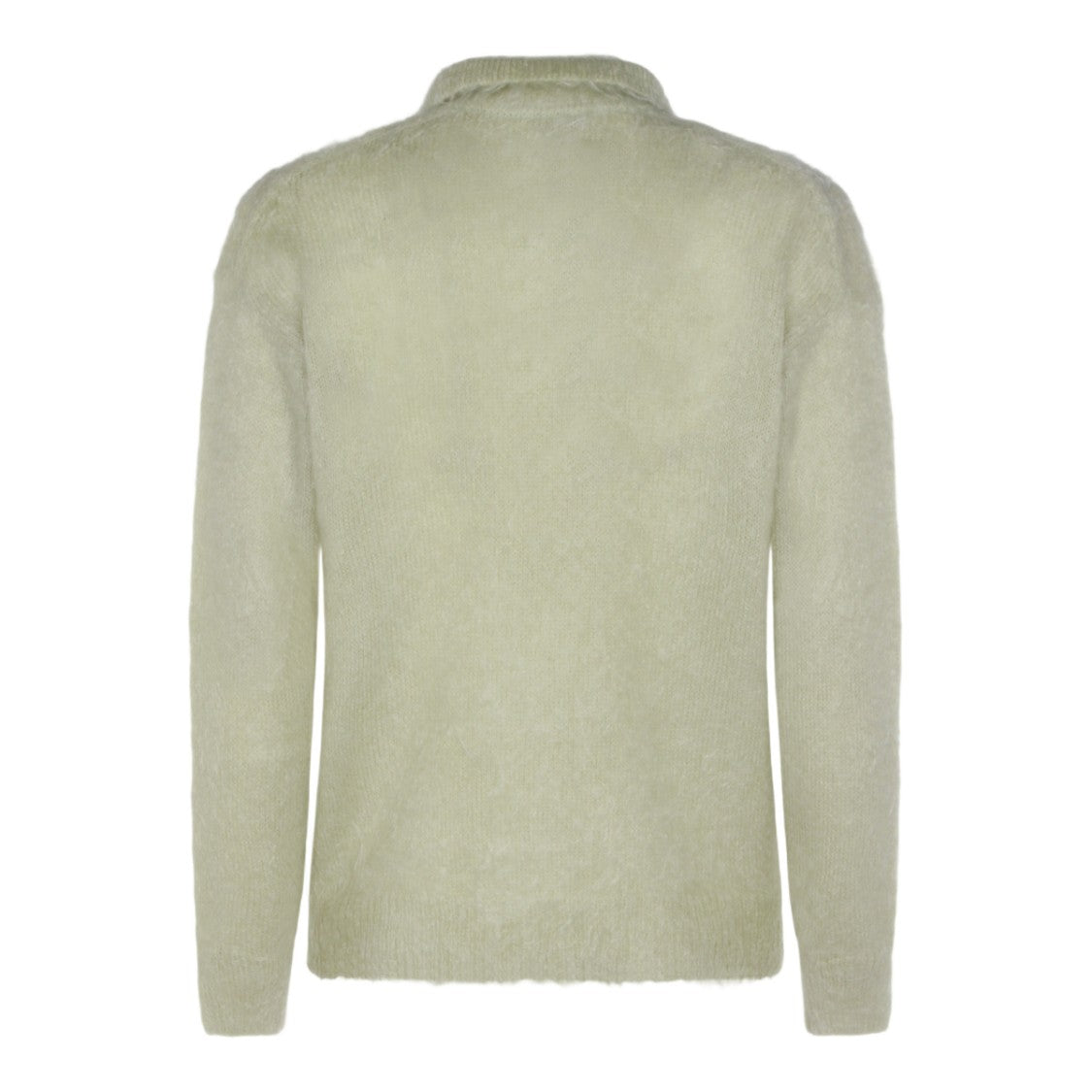 Auralee Soft Textured Green Sweater With Classic Collar