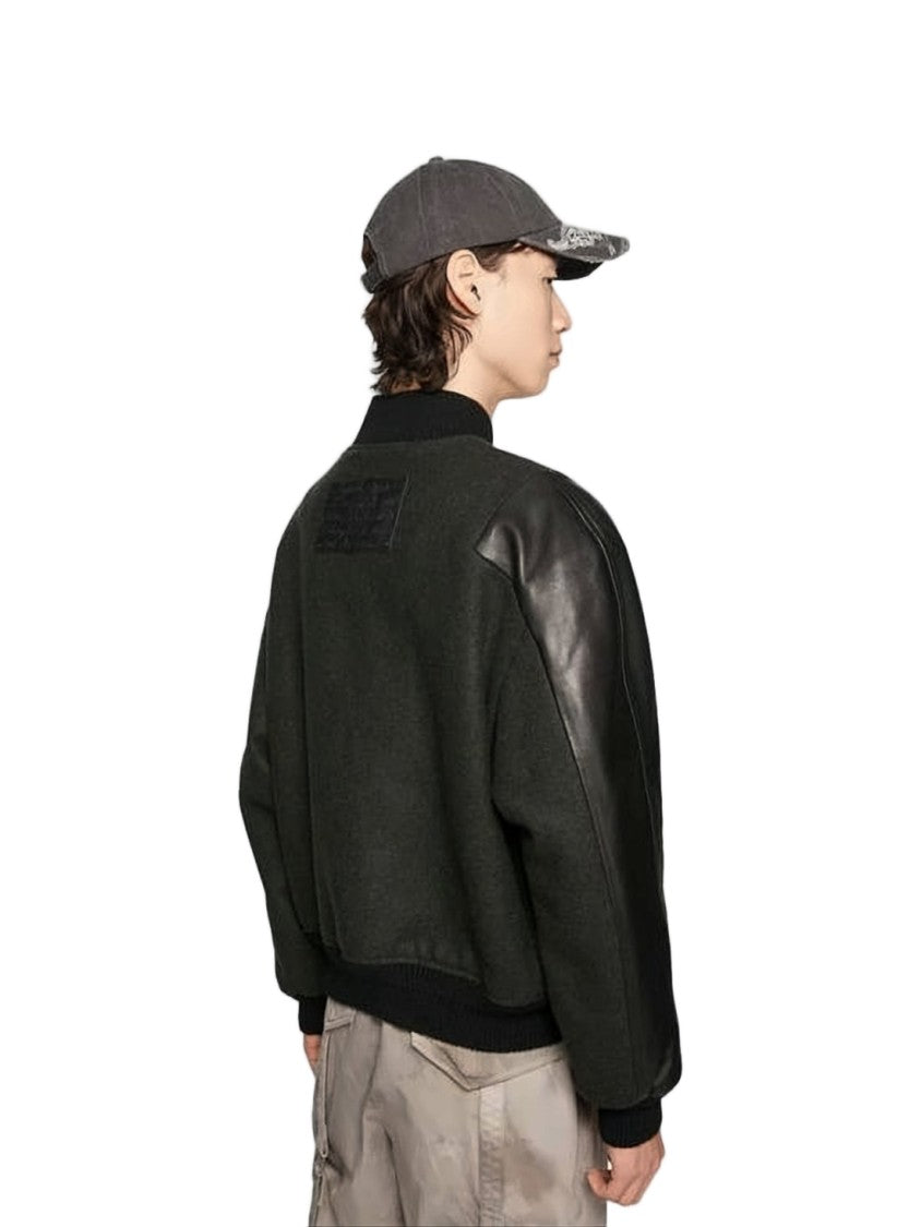 Acne Studios Modern Wool-Blend Bomber Jacket With Lambskin Sleeves