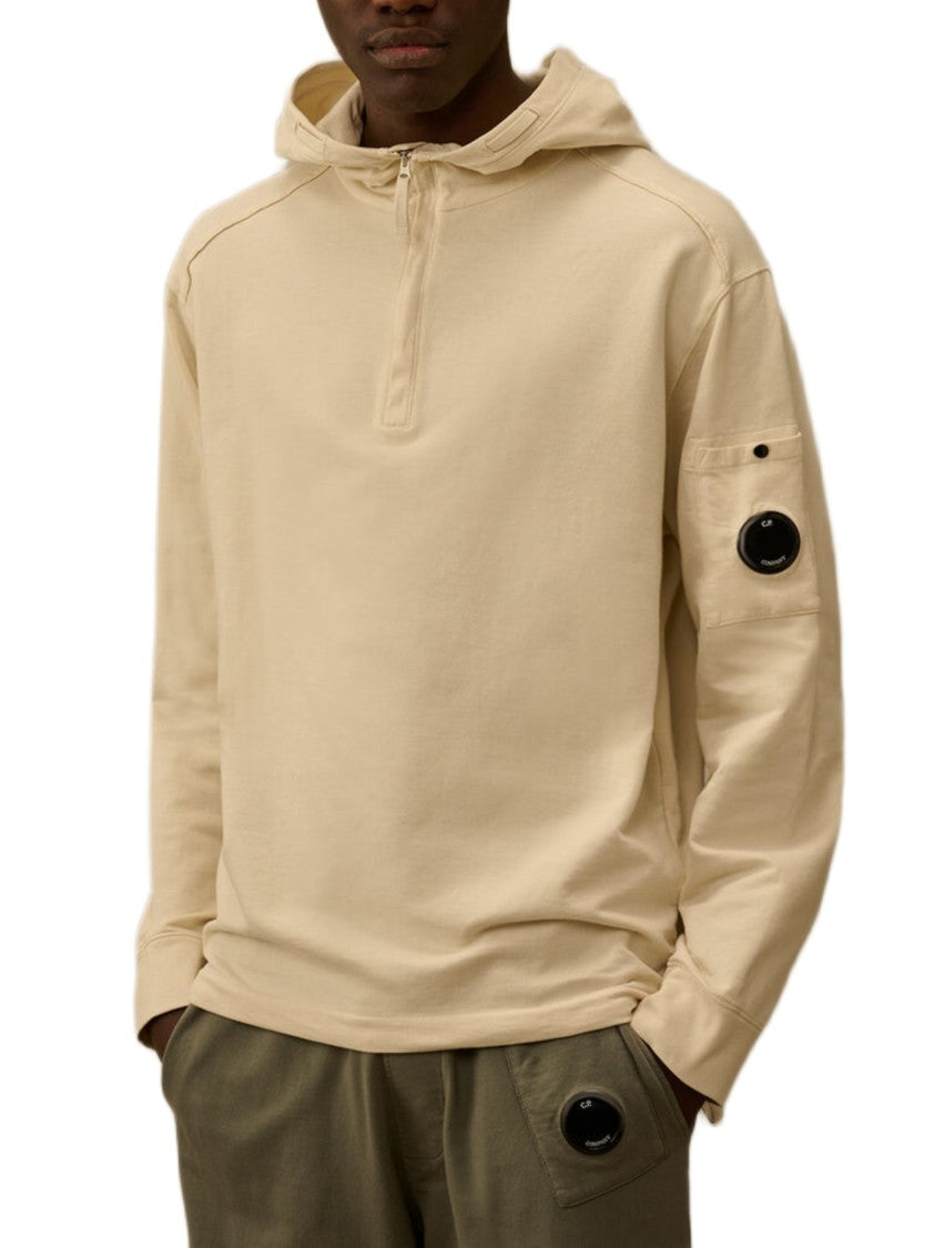 C.P. Company Half-Zip Lightweight Cotton Fleece Sweater With Iconic Lens Detail